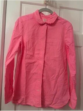 GAP Pink Ruffle Collar Button-Down Shirt